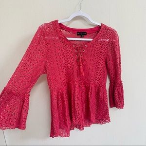Almost Famous Pink knit bell sleeve top